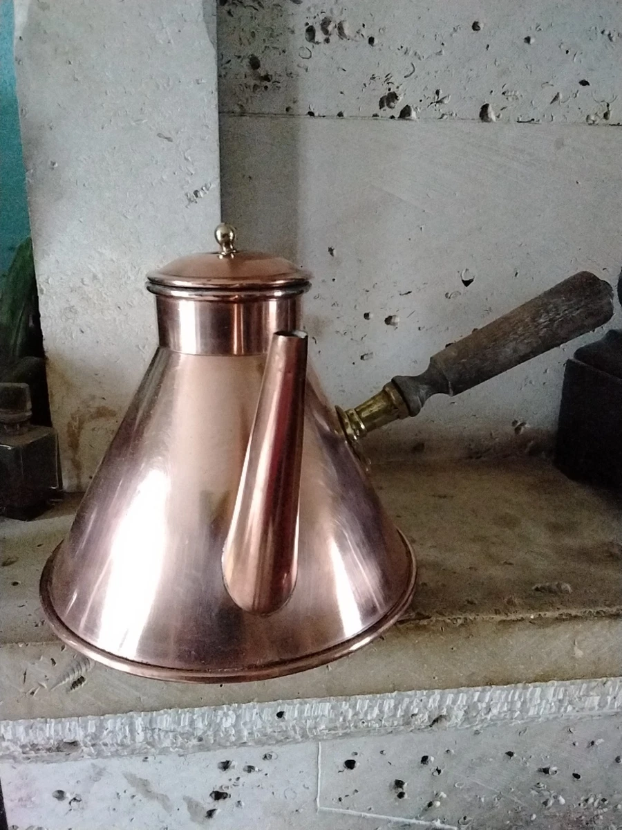 Ancien Couvercle Casserole Cuivre Manche Fer Forgé 23,5 Cm France 1960