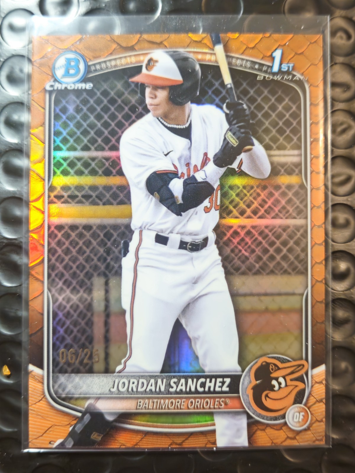 2025 Bowman Chrome #BCP-208 Jordan Sanchez 1st Orange Reptilian Refractor/25