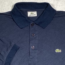 Lacoste Polo Shirt Mens Small Navy Blue Striped Short Sleeve