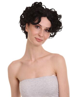 1920S Women's Black Semi Curly Wavy Betty Wig Vintage hairstyle for women 