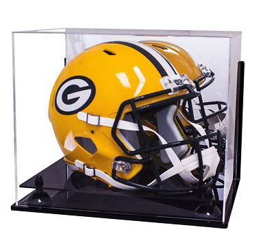 Full Size Football Helmet Display Case Wall Mount-Mirror Black