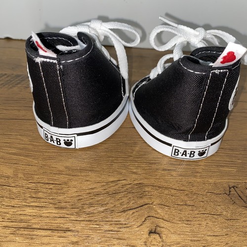 Scarpe sneakers alte Build A Bear bianche e nere stile Teddy Converse BABW - Foto 5 di 6