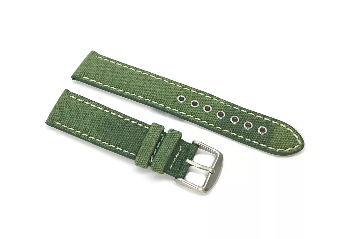 Cinturino orologio cordura verde 18mm kevlar tela nato fori acciaio 708