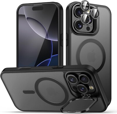 For iPhone 16 Pro Max 15 14 Frosted Case Mag Safe Shockproof Camera Lens Cover