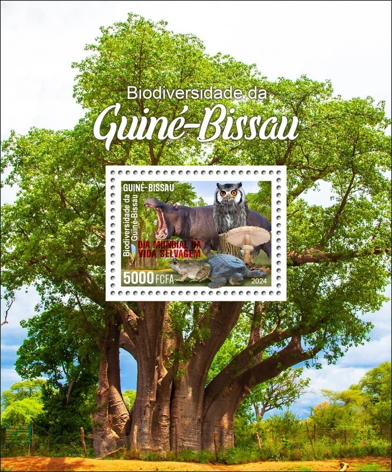 GUINEA BISSAU 2024 SS REG& OVPT BAOBAB MUSHROOM FROG TURTLE HIPPOPOTAMUS OWL 全新 — 第 3/3 张图片