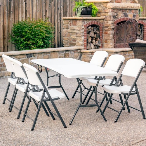 Lifetime Folding Table Fold-In-Half White 6Seats Plastic/Metal Locking Frame - Picture 12 of 12