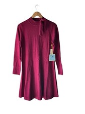 CeCe Size M Burgundy Tie Neck Long Sleeve Sweater Short Dress - New