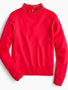 J Crew Tippi Sweater W Lace Collar Detail Nwt Small Orig 89 50
