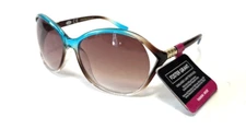 NEW Foster Grant Sunglasses Cute Clear Turquoise Blue Tan Teal Brown oversized