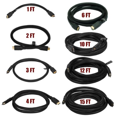 1-15FT Premium High Speed HDMI Cable HDTV 4K @24Hz 1080P 60Hz TV STB PC PS XBox