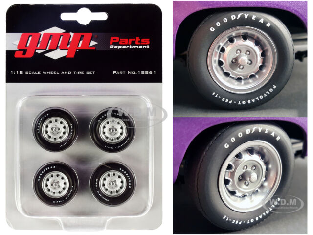 MUSCLE CAR RALLY WHEEL & TIRE 4PC SET FROM "1970 DODGE SUPER BEE" 1/18 GMP 18861