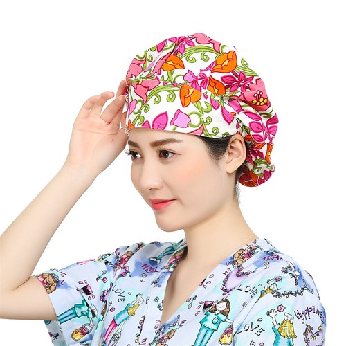 Womens/Mens Florals Printed Cap Scrub Hat/Cap Head Wear Adjustable Accessories - Picture 264 of 660
