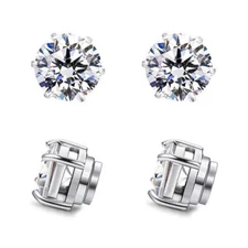 MENS Magnetic CZ Earrings big large Cubic Zirconium clip on no hole Non Piercing