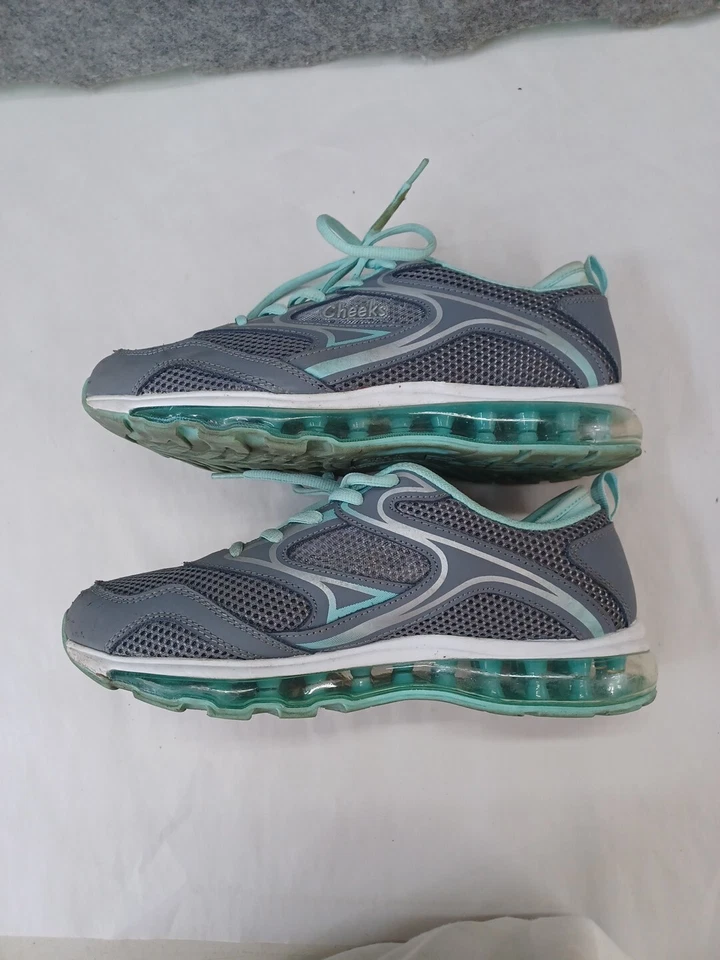 Cheeks by Tony Little Zapatos Atléticos Air Trac Entrenador Tenis Gris Aqua Trim 9 Foto 4 de 4