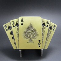 Buckle Royal Flush In Pik, Mit Feuerzeug, Poker, GüRtelschnalle