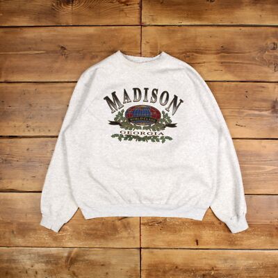 Vintage Hanes Graphic Sweatshirt 2XL Madison Georgia Rundhals Herren Grau