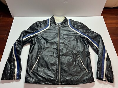 M Julian Wilsons Leather Jacket Mens Size M Black Motorcycle Cafe Racer Biker