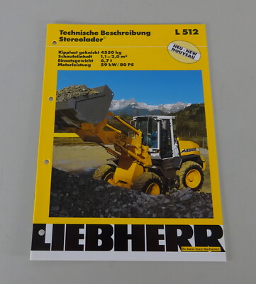 Brochure Liebherr Wheel Loader L 512 Technical Data Stand 11/1998