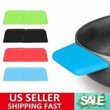 2pcs Silicone Pot Holder Cast Iron Hot Skillet Handle Kitchen Pan Cover Sleeve