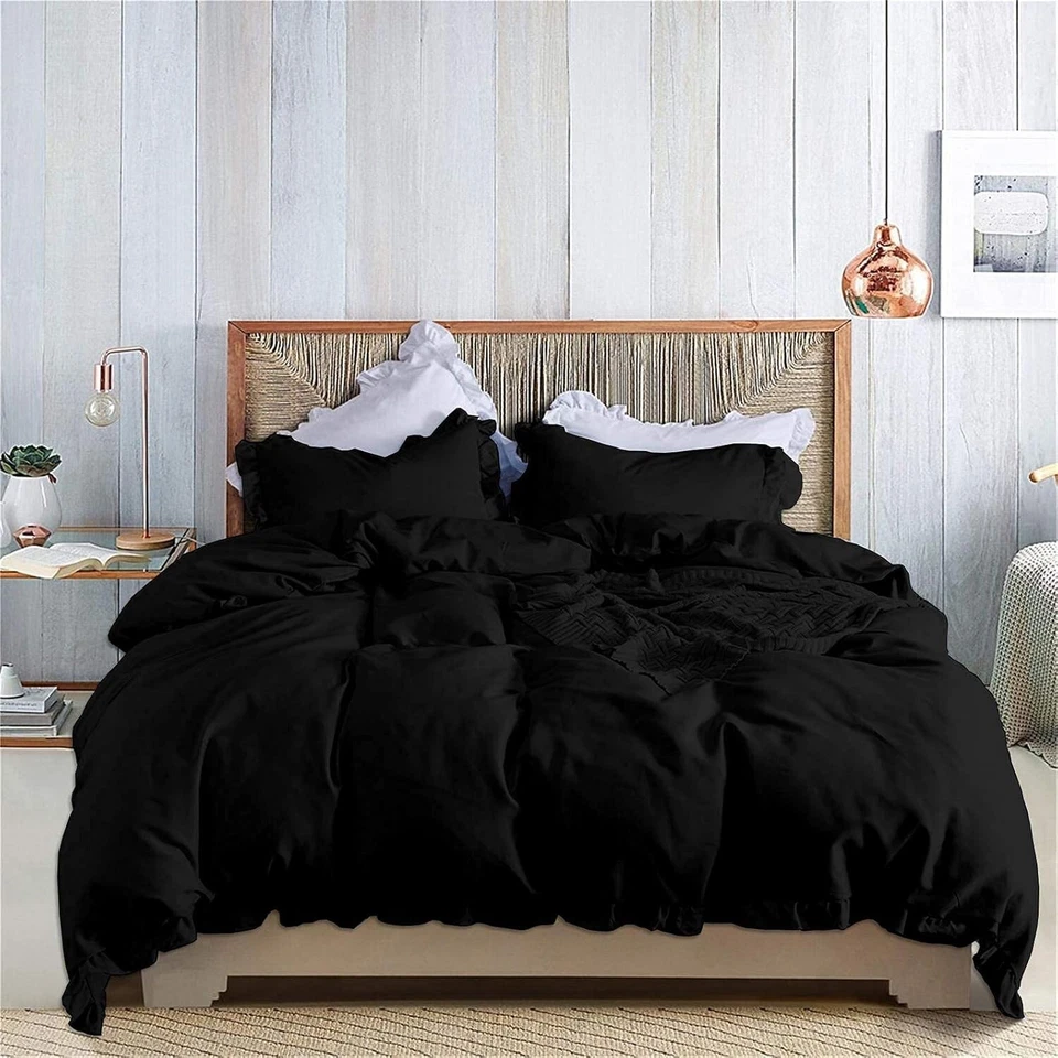 "Vintage-Inspired Ruffle Duvet Cover , Shabby Chic Bed Set, Bed  Decor Duvet Set - Image 2 of 4