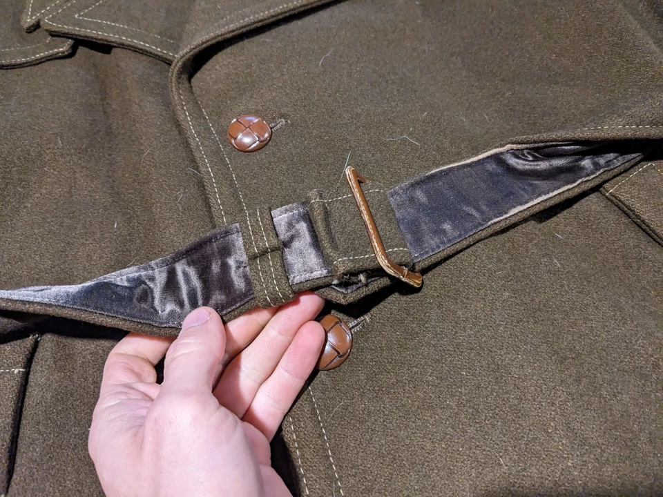 Great Western Coat Mens 46 Vintage Wool Satin Lined Belted Cowboy Riding Heavy - Image 4 of 4