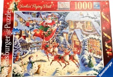 Ravensburger 1000pc Santa's Flying Visit #13 R. Trower2010 jigsaw puzzle Rare