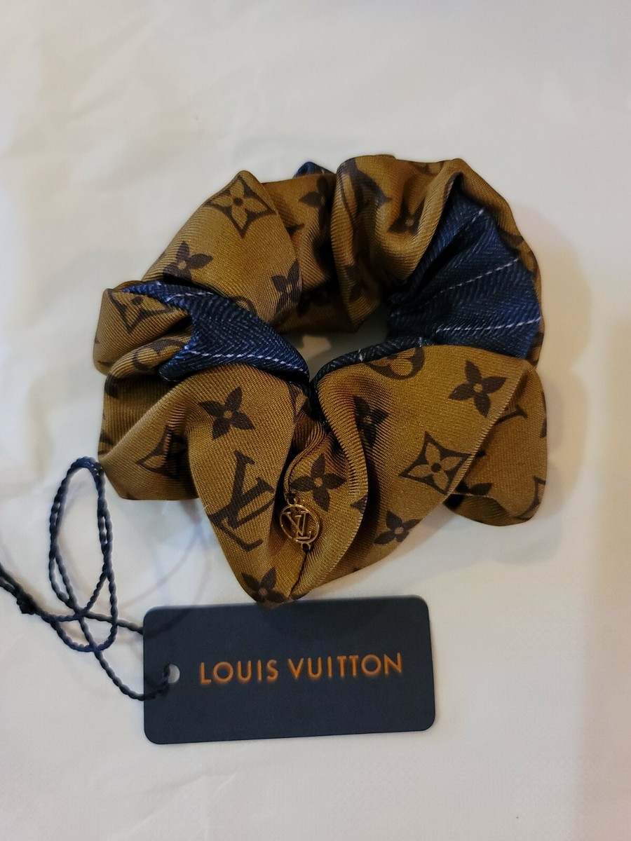 LOUIS VUITTON SCRUNCHIE HAIR ACCESSORY HAIR RIBBON BROWN  display picture 2