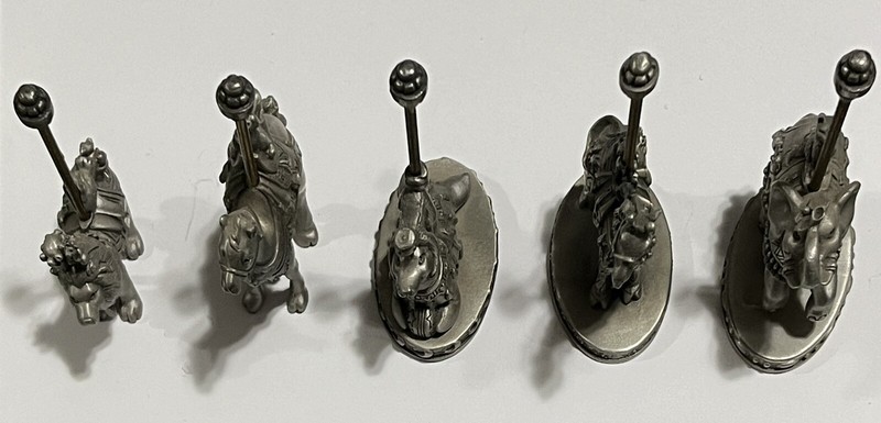 Vintage 3” 1980’s Hudson Fine Pewter’s Carrousel, 5 Pieces, 3 With Stand .