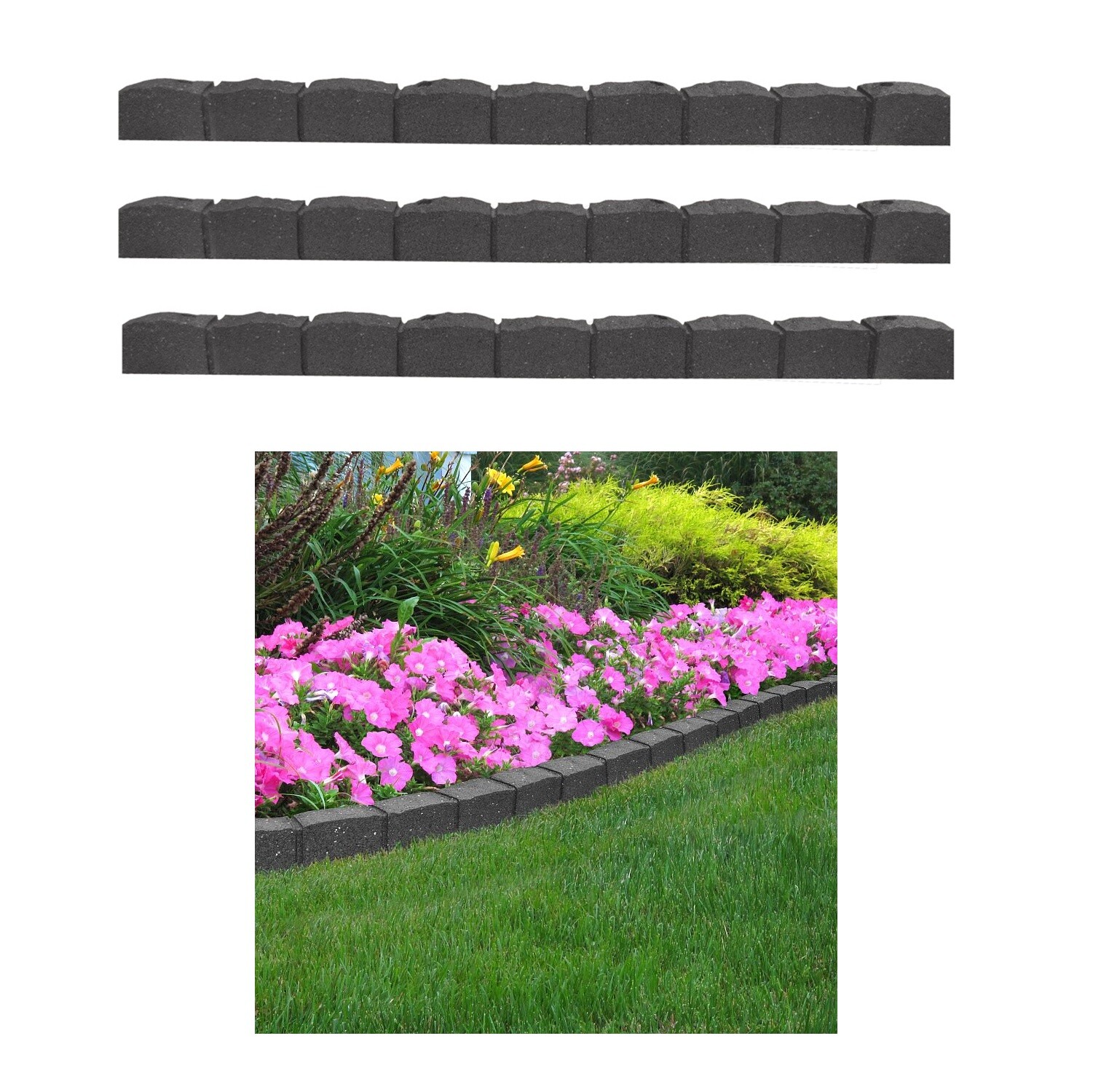 3 Grey Rubber Patio Lawn Edging Flex Curve Roman Stone Effect Garden Border  1.2M | eBay