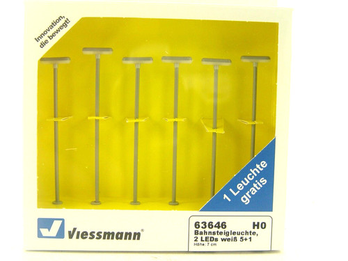 Lámpara de andén 6 piezas LED moderna blanca - Viessmann HO accesorios 64646 #E | Zustand: Neu
