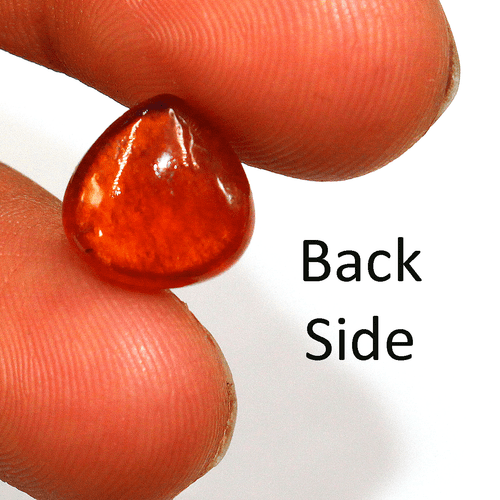 Certified 7.5 Cts Natural Spessartine Garnet 11mmx10.9mm Pear Cabochon Gemstone - Picture 9 of 12