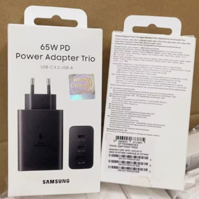 Samsung Charger 65W PD Super Fast Trio Port Wall USB-C / USB-A Original US/UK/EU