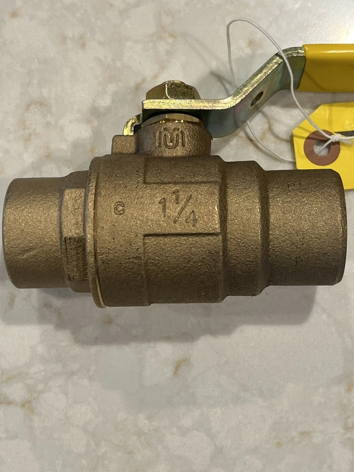 1-1/4" Solder, Std. Port Bronze Ball Valve, 600 WOG, 150 WSP, MADE IN USA - Image 2 of 4