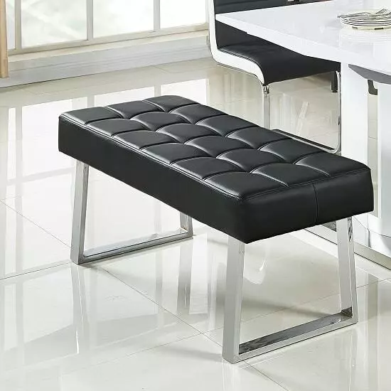 Black leather dining bench deals
