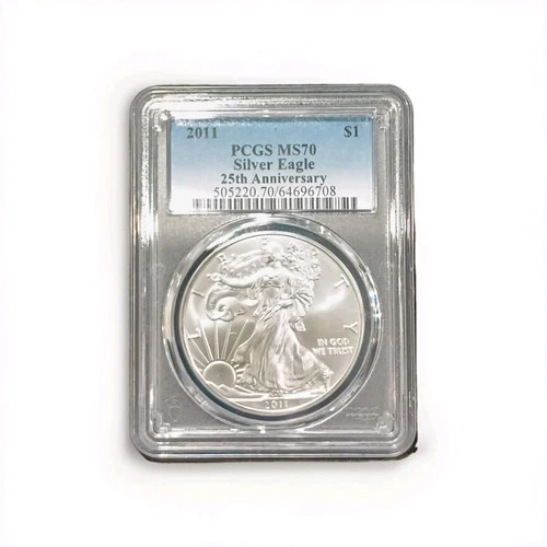 2011  American Silver Eagle 1oz Graded MS70 PCGS 25th Anniversary AE-2