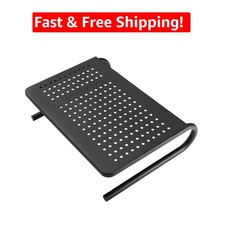 Sleek Black Ergonomic Monitor Stand with Non-Slip Feet  Organizational Space