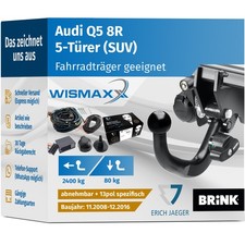 ANHÄNGERKUPPLUNG für Audi Q5 8R 8R 08-16 abnehmbar BRINK +13pol E-Satz Erich J
