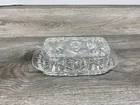 Vintage Anchor Hocking Star of David Pattern Pressed Glass Butter Dish  with Lid