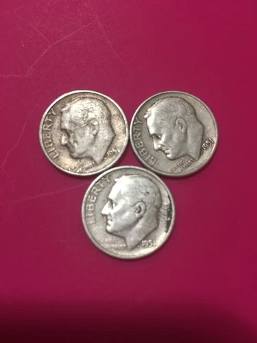 Lot Of 3  Roosevelt Dimes   1951