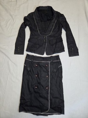 Michaa Korean Brand Pencil Skirt Suit Black Size 4 Y2K. EUC