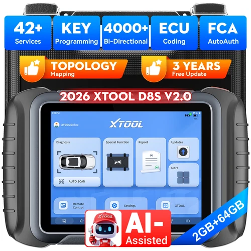 XTOOL D8S V2.0 Auto Diagnostic OBD2 Scanner E.CU Coding Topo Mapping 42+ Resets