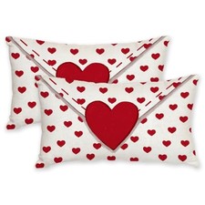 Valentine's Day Pillow Covers 12X20 Set of 2,Love 20" x 12" Pack of 2 White