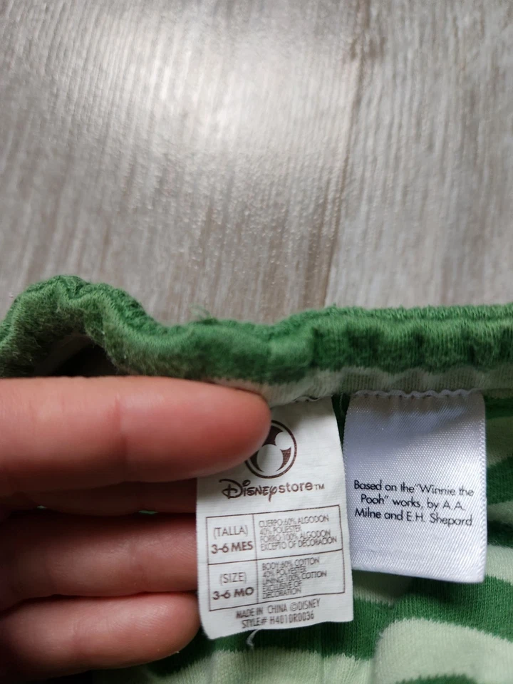 Disney Cuddly Winnie The Pooh Waffle Knit Bottoms Green Lined Warm Baby Sz 3-6 M - Image 3 of 4
