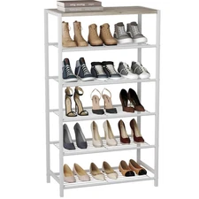 Shoe Rack 6-Tier, Shoe Storage Shelf, Industrial Shoe Tower, Narrow Shoe Orga...