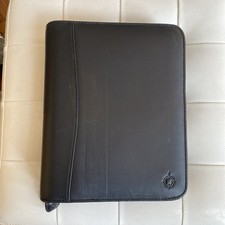 Vintage Franklin Covey Black Nappa Leather Planner Organizer 6 Ring Zip PDA