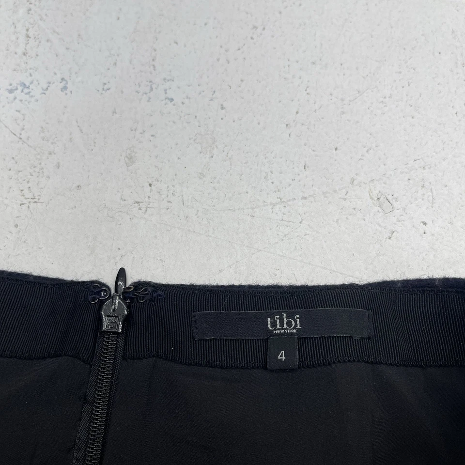 Tibi New York Navy Blue Stripe Wool Blend Ruffle Hem Skirt Women's Size 4 - Image 2 of 4