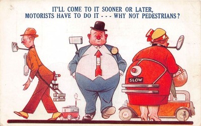 POSTKARTE COMIC MOTORSPORT THEMA DOIT WHY NOT PEDESTRIANS
