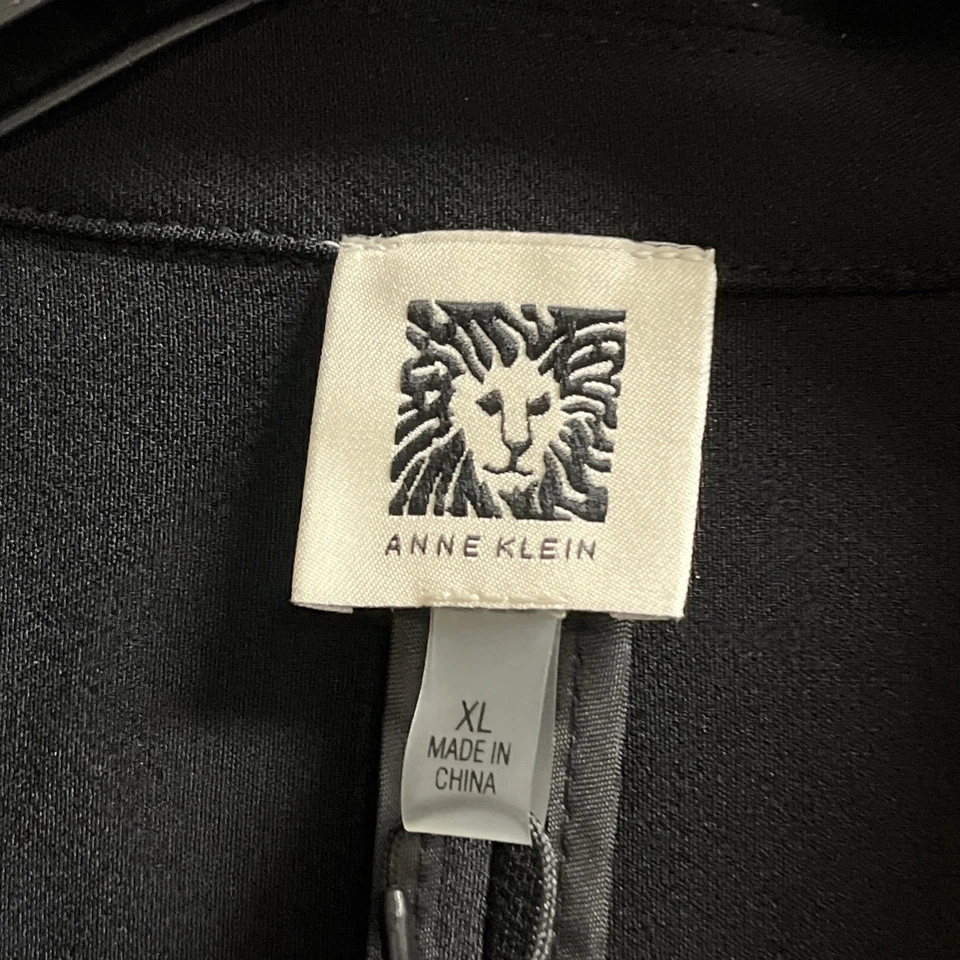 Blazer Anne Klein Mujer XL Negro Un Botón Chaqueta Oficina Cápsula Minimalista Foto 4 de 4