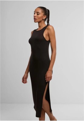 Urban Classics Langes Kleid Damen Ladies Long Racerback Rib Dress schwarz