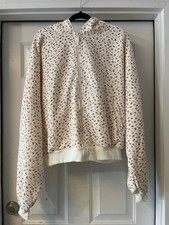 Blogilates Marshmallow Full Zip Hooded Sweatshirt Cream Floral Size XL